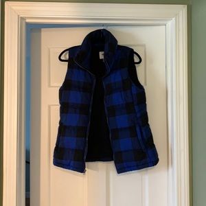 Old Navy Black and Blue Checkered Plaid Vest